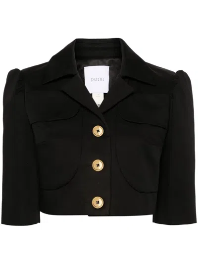 Patou Single-breasted Cropped Blazer In Black