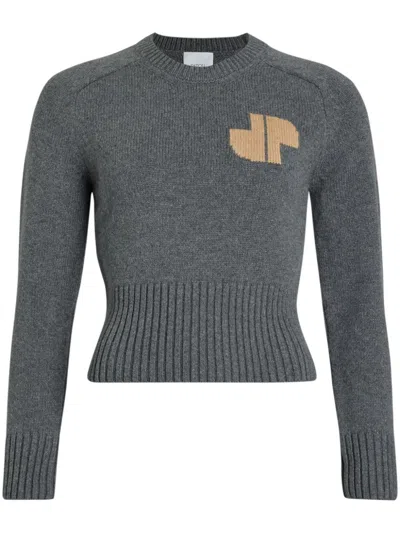 Patou Intarsia-knit Logo Jumper In Blue