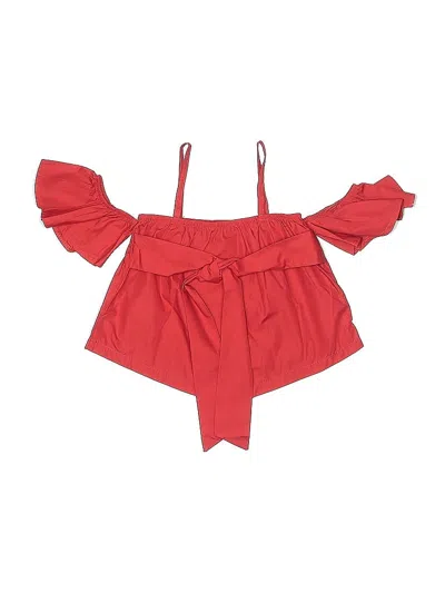 Pre-owned Patpat Kids' Sleeveless Top Red Ruffles Neckline Tops