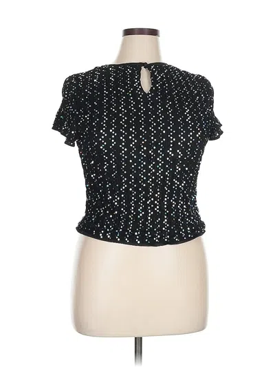 Pre-owned Patra Short Sleeve Top Black Keyhole Neckline Tops