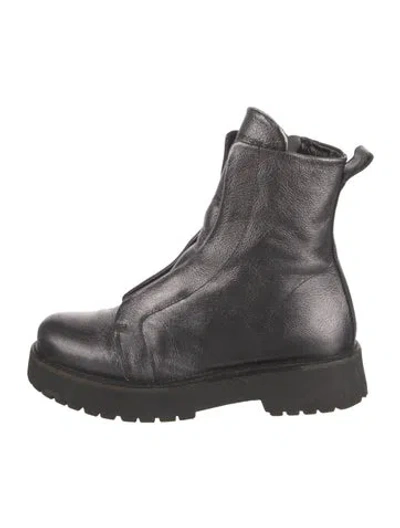 Pre-owned Patricia Bonaldi Leather Combat Boots In Gray
