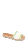 Patricia Green Ava Ric Rac Platform Espadrille Slide Sandal In Lime/ Aqua