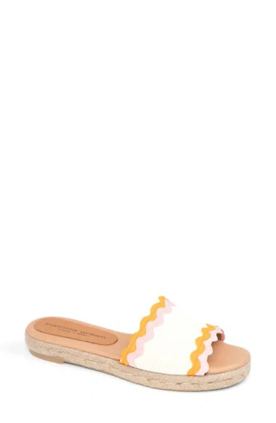 Patricia Green Ava Ric Rac Platform Espadrille Slide Sandal In Pink/ Orange