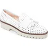 Patricia Green Beckham Tassel Lug Loafer In White Perforated