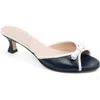 Patricia Green Bettye Kitten Heel Slide Sandal In Navy/white