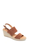 Patricia Green Birch Slingback Espadrille Platform Wedge Sandal In Cognac Suede
