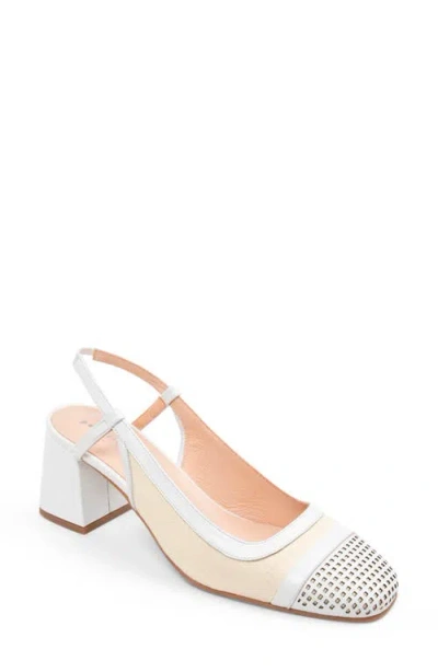 Patricia Green Brooks Perforated Slingback Pump In Natural/white