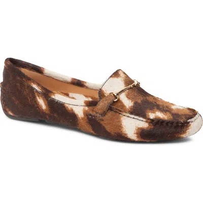 Patricia Green Caroline Moc Toe Genuine Calf Hair Bit Loafer In Brown