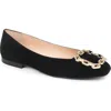 Patricia Green Celine Chain Link Flat In Black Suede