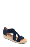 Patricia Green Eliza Platform Wedge Espadrille Sandal In Navy Suede