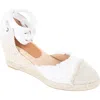 Patricia Green Elle Cap Toe Ankle Tie Espadrille In White/camel
