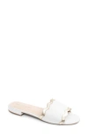 Patricia Green Emma Raffia Slide Sandal In White/gold Leather