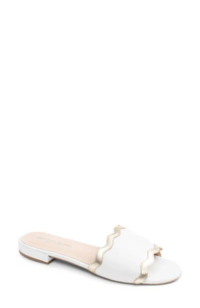 Patricia Green Emma Raffia Slide Sandal In White/gold Leather