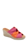 Patricia Green Ginger Espadrille Platform Wedge Slide Sandal In Pink/orange