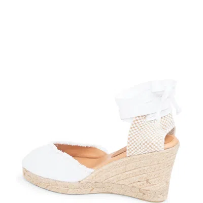 Patricia Green Gwen Frayed Closed Toe Lace Up Espadrille Sandal In White