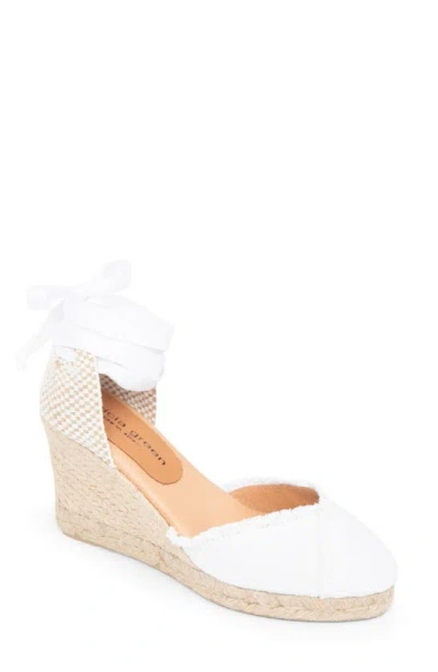 Patricia Green Gwen Frayed Espadrille Wedge Sandal In White