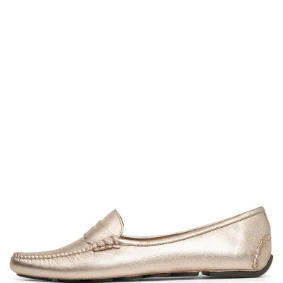 Patricia Green Janet Scalloped Penny Loafer Driving Shoe In Gold