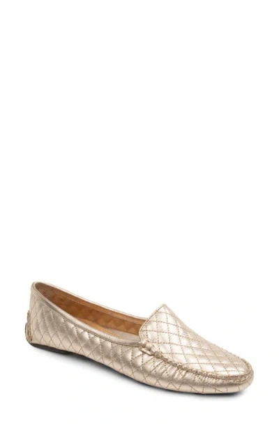 Patricia Green Jillian Quilted Driving Loafer In Gold Leather