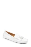 Patricia Green Jordan Moc Toe Tassel Loafer In White Patent