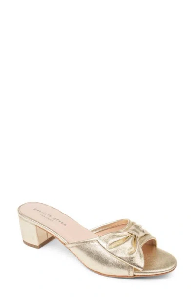 Patricia Green London Bow Block Heel Slide Sandal In Gold