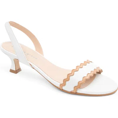 Patricia Green Panama Slingback Kitten Heel Sandal In White/beige Leather