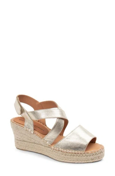 Patricia Green Penny Platform Wedge Espadrille Sandal In Gold Leather