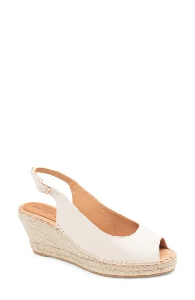 Patricia Green Peyton Slingback Espadrille Peep Toe Platform Wedge Sandal In Bone Leather