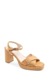 Patricia Green Provence Ankle Strap Platform Sandal In Cognac Raffia