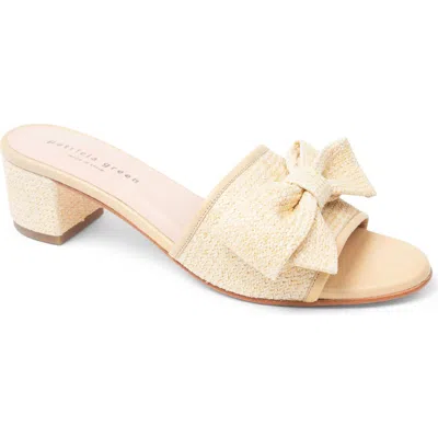 Patricia Green Raffia Bow Block Heel Slide Sandal In Brown