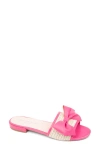 Patricia Green St. Tropez Raffia Slide Sandal In Hot Pink