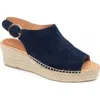 Patricia Green Stella Slingback Espadrille Platform Wedge Sandal In Navy Suede