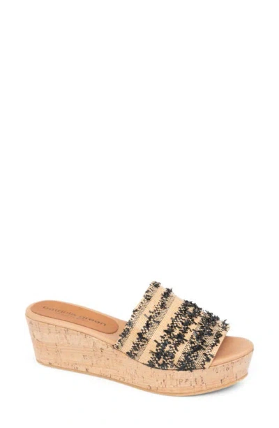 Patricia Green Sybil Platform Wedge Sandal In Natural/ Black