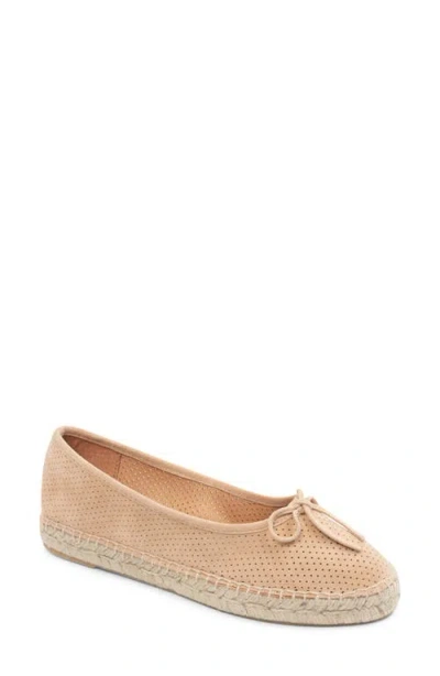 Patricia Green Sydney Ballet Flat In Natural Perforated Suede