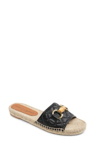 Patricia Green Veronica Espadrille Slide Sandal In Black Leather