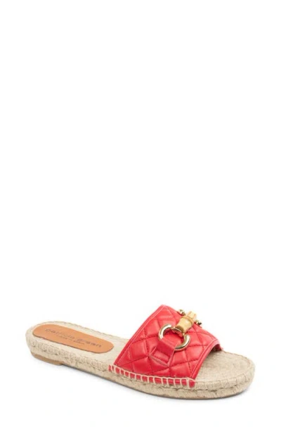 Patricia Green Veronica Espadrille Slide Sandal In Red Leather
