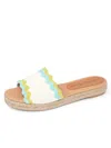 PATRICIA GREEN WOMEN'S NEUTRALS AVA RIC RAC SLIDE TAN/LIME/AQUA