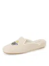Patricia Green Women's Neutrals Queen Bee Embroidered Slipper Linen In Green