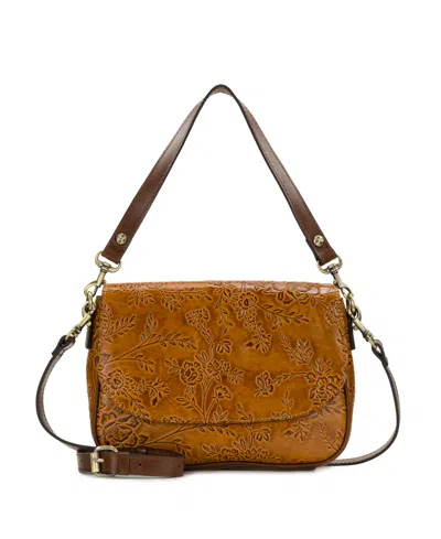 Patricia Nash Abbey Leather Crossbody Shoulder Handbag In Brown