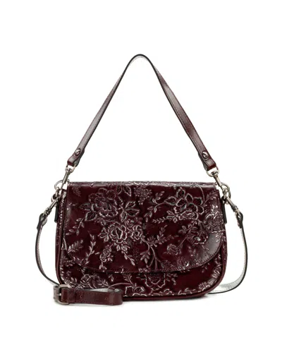 Patricia Nash Abbey Leather Crossbody Shoulder Handbag In Burgundy