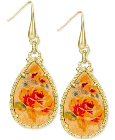 Patricia Nash Aegean Blooms Teardrop Earrings In Gray