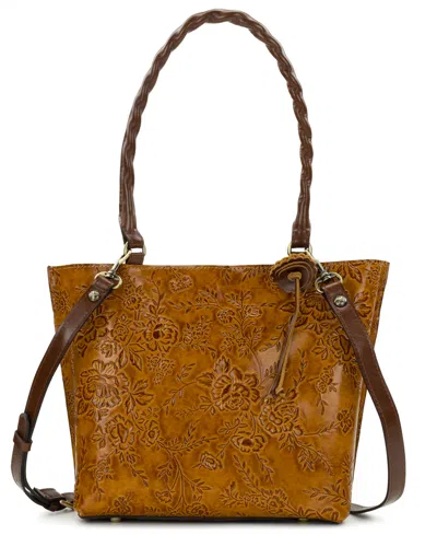 Patricia Nash Alexia Full Grain Leather Structured Large Tote Handbag In Brown