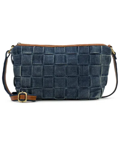 Patricia Nash Andali Small Denim Woven Crossbody In Blue