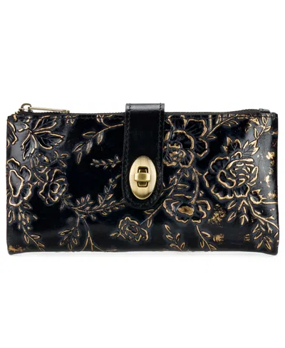 Patricia Nash Annesley Rose Garden Leather Wristlet In Rose Garden Black
