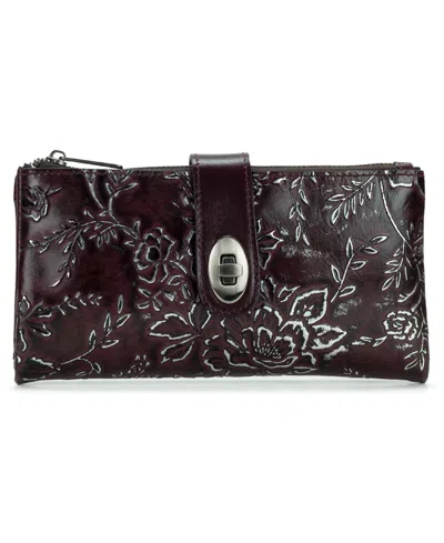 Patricia Nash Annesley Rose Garden Leather Wristlet In Rose Garden Plum