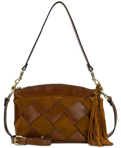 Patricia Nash Arlee Small Leather Weave Crossbody In Brown