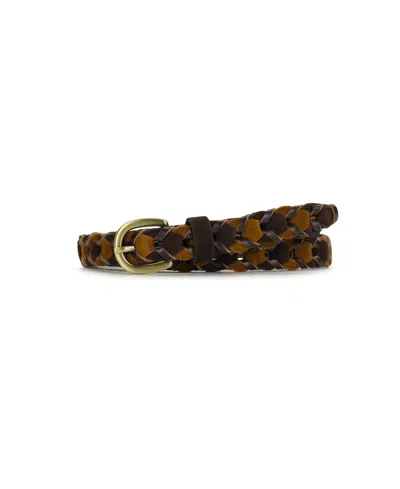 Patricia Nash Atina Braided Suede Belt In Cognac,chocolate