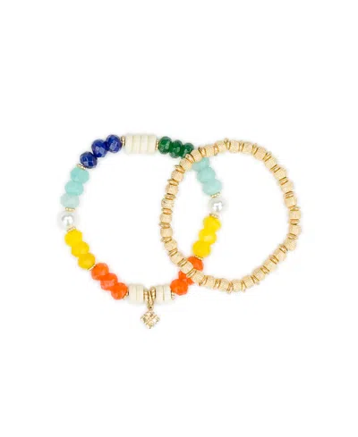 Patricia Nash Beaded Charm Stretch Bracelet Set In Multi