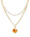 Patricia Nash Beaded Gold-tone Double Strand Necklace, 18" + 3" Extender In Gray