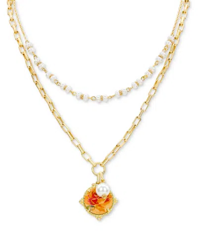 Patricia Nash Beaded Gold-tone Double Strand Necklace, 18" + 3" Extender In Gray
