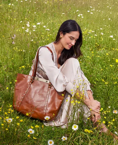 Patricia Nash Benvenuto Smooth Leather Tote In Brown